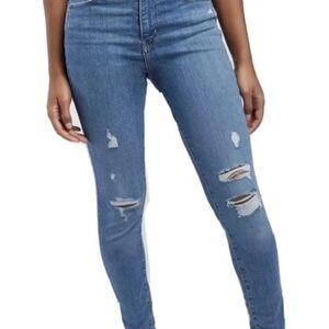 Levi's 720 High Rise  Blue Ripped Skinny Jeans